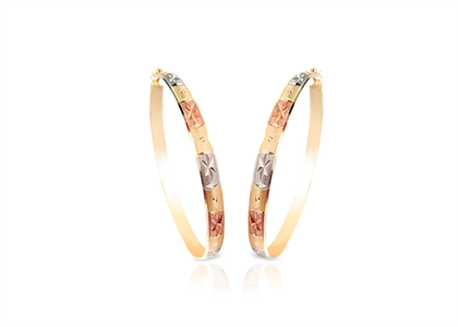 Tri Tone Plated | Diamond Cut Bangle Earrings Without V